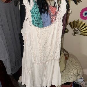 Free people White Lace Dress - discolored